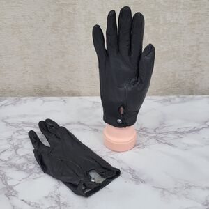 Fownes Vintage Black Leather Goat Kid Skin Short Driving Gloves Silk Lining